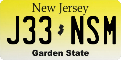 NJ license plate J33NSM