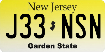 NJ license plate J33NSN