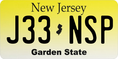 NJ license plate J33NSP