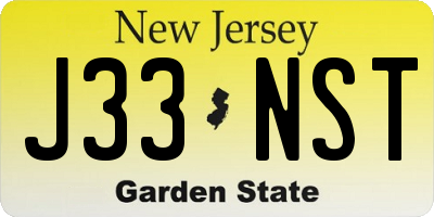 NJ license plate J33NST