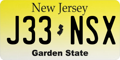 NJ license plate J33NSX