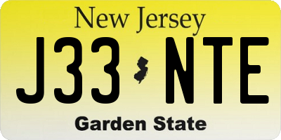 NJ license plate J33NTE
