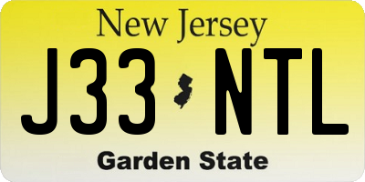 NJ license plate J33NTL