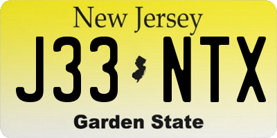 NJ license plate J33NTX