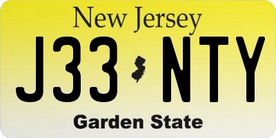 NJ license plate J33NTY