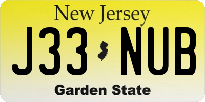 NJ license plate J33NUB