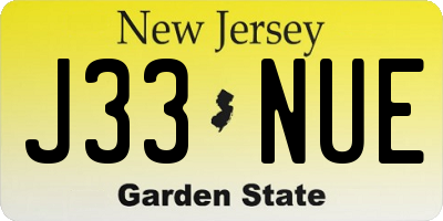 NJ license plate J33NUE