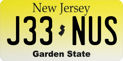 NJ license plate J33NUS
