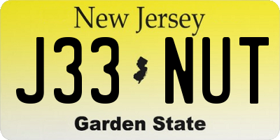 NJ license plate J33NUT