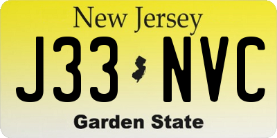 NJ license plate J33NVC