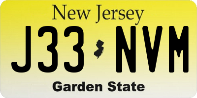 NJ license plate J33NVM