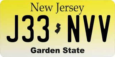 NJ license plate J33NVV