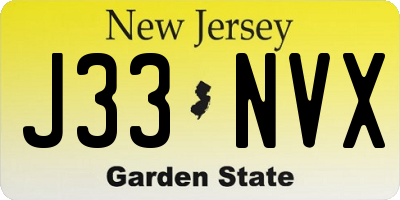 NJ license plate J33NVX