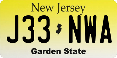 NJ license plate J33NWA