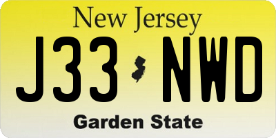 NJ license plate J33NWD