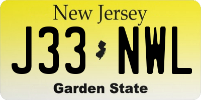 NJ license plate J33NWL