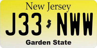 NJ license plate J33NWW