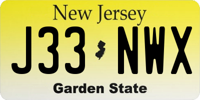 NJ license plate J33NWX