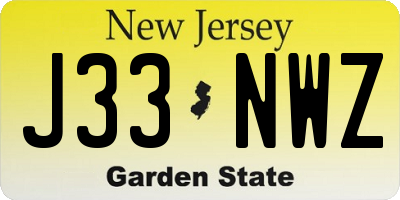 NJ license plate J33NWZ