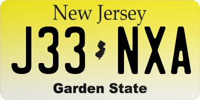 NJ license plate J33NXA