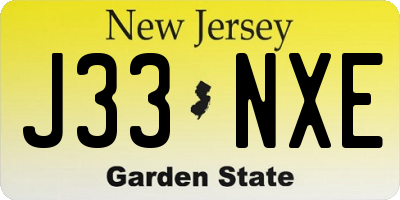 NJ license plate J33NXE