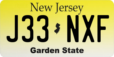 NJ license plate J33NXF
