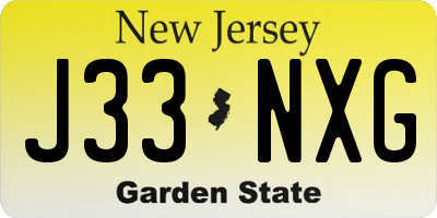 NJ license plate J33NXG
