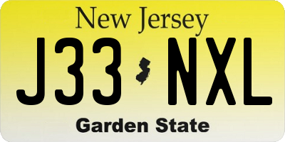 NJ license plate J33NXL
