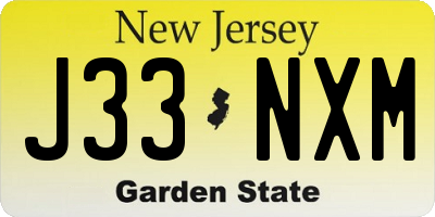NJ license plate J33NXM