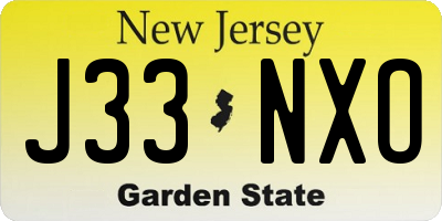 NJ license plate J33NXO