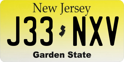 NJ license plate J33NXV