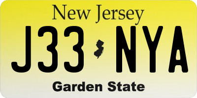 NJ license plate J33NYA