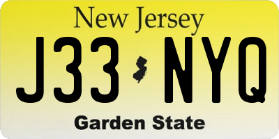 NJ license plate J33NYQ