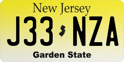 NJ license plate J33NZA