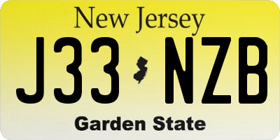 NJ license plate J33NZB