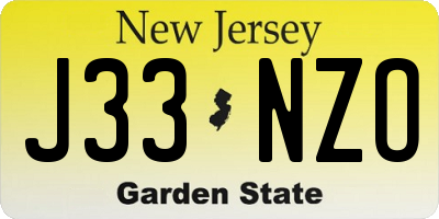 NJ license plate J33NZO