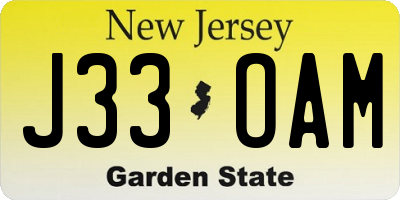 NJ license plate J33OAM
