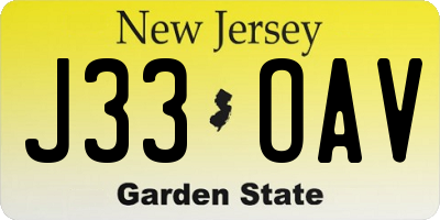 NJ license plate J33OAV