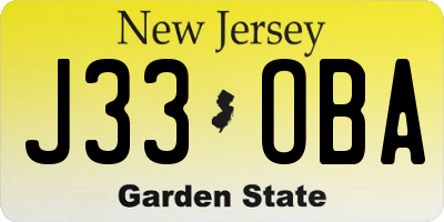 NJ license plate J33OBA
