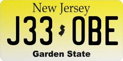 NJ license plate J33OBE