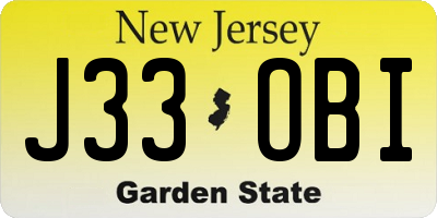 NJ license plate J33OBI