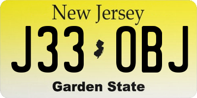 NJ license plate J33OBJ