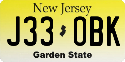NJ license plate J33OBK