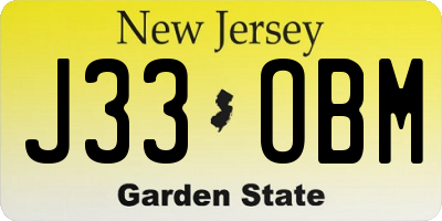 NJ license plate J33OBM