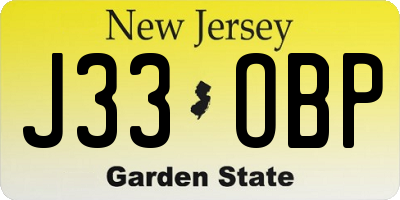 NJ license plate J33OBP