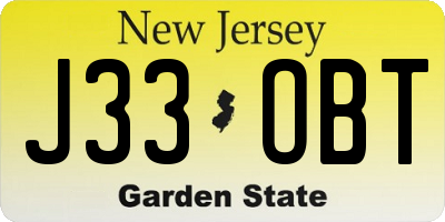NJ license plate J33OBT