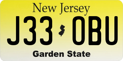 NJ license plate J33OBU