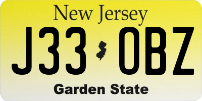 NJ license plate J33OBZ