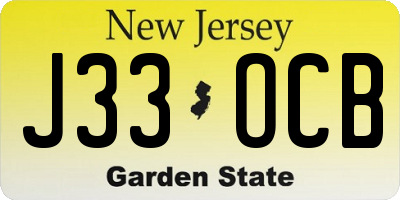 NJ license plate J33OCB