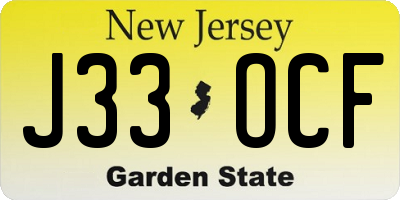 NJ license plate J33OCF